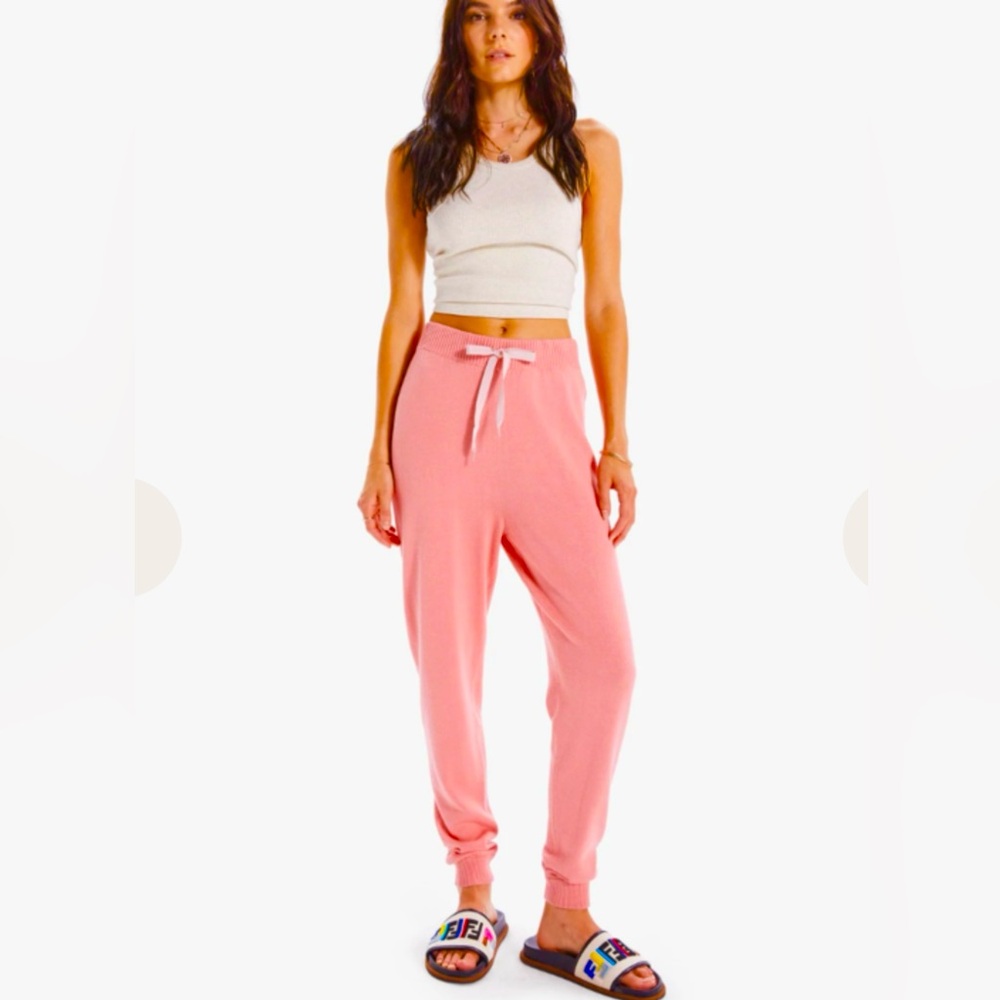 MOTHER The Blissful Ankle Knit Lounge Pant Rose of Sharon Pink Large
